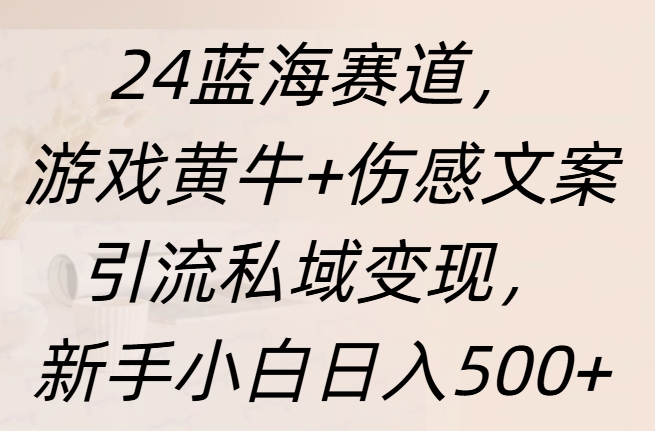图片[1]爱优网赚-网创项目资源站-副业项目-创业项目-搞钱项目24蓝海赛道，游戏黄牛+伤感文案引流私域变现，新手日入500+爱优网赚-网创项目资源站-副业项目-创业项目-搞钱项目爱优网赚