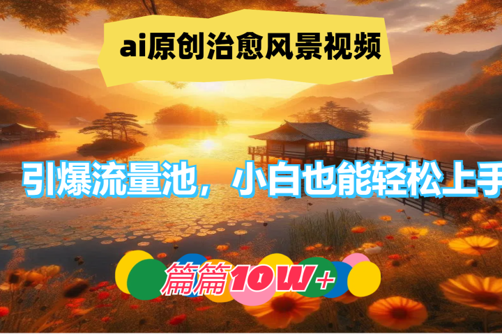 ai原创治愈风景视频，引爆流量池，小白也能轻松上手，篇篇10w+！爱优网赚-网创项目资源站-副业项目-创业项目-搞钱项目爱优网赚