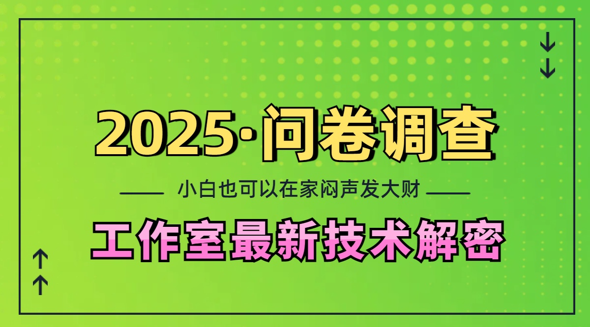 2025《问卷调查》最新工作室技术解密：一个人在家也可以闷声发大财，小白一天200+，可矩阵放大爱优网赚-网创项目资源站-副业项目-创业项目-搞钱项目爱优网赚