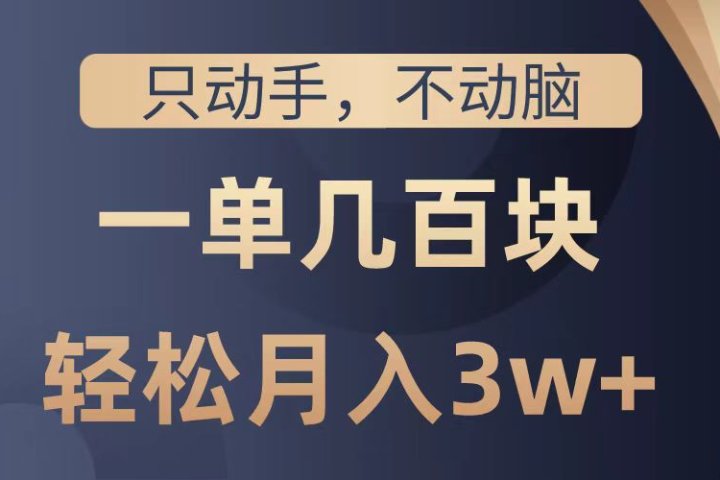只动手不动脑，一单几百块，轻松月入2w+，看完就能直接操作，详细教程爱优网赚-网创项目资源站-副业项目-创业项目-搞钱项目爱优网赚