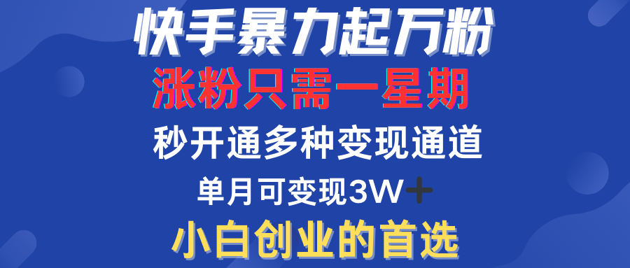 图片[1]爱优网赚-网创项目资源站-副业项目-创业项目-搞钱项目快手暴力起万粉，涨粉只需一星期！多种变现模式爱优网赚-网创项目资源站-副业项目-创业项目-搞钱项目爱优网赚