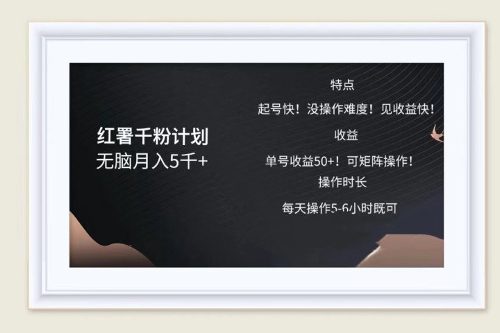 红薯千粉计划无脑月入5千➕！既做既赚！爱优网赚-网创项目资源站-副业项目-创业项目-搞钱项目爱优网赚