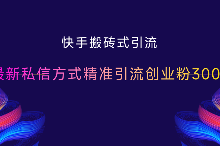快手搬砖式引流，最新私信方式精准引流创业粉300+爱优网赚-网创项目资源站-副业项目-创业项目-搞钱项目爱优网赚