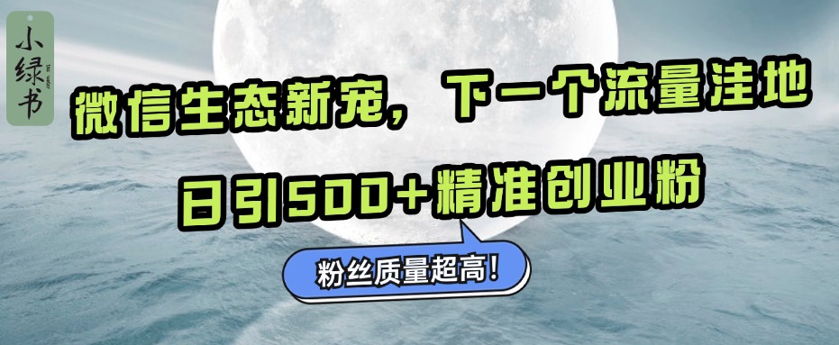 微信生态新宠小绿书：下一个流量洼地，粉丝质量超高，日引500+精准创业粉，爱优网赚-网创项目资源站-副业项目-创业项目-搞钱项目爱优网赚