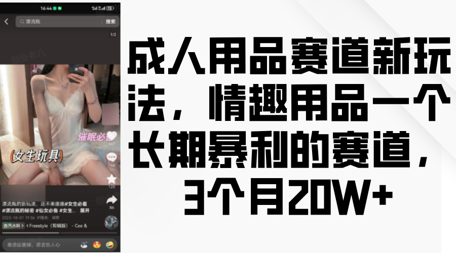 情趣用品一个长期暴利的赛道，成人用品赛道新玩法，3个月20W+爱优网赚-网创项目资源站-副业项目-创业项目-搞钱项目爱优网赚