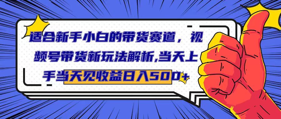 适合新手小白的带货赛道，视频号带货新玩法解析,当天上手当天见收益，日入500+爱优网赚-网创项目资源站-副业项目-创业项目-搞钱项目爱优网赚