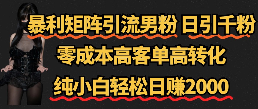 图片[1]爱优网赚-网创项目资源站-副业项目-创业项目-搞钱项目暴利矩阵引流男粉（日引千粉），零成本高客单高转化，纯小白轻松日赚2000+爱优网赚-网创项目资源站-副业项目-创业项目-搞钱项目爱优网赚