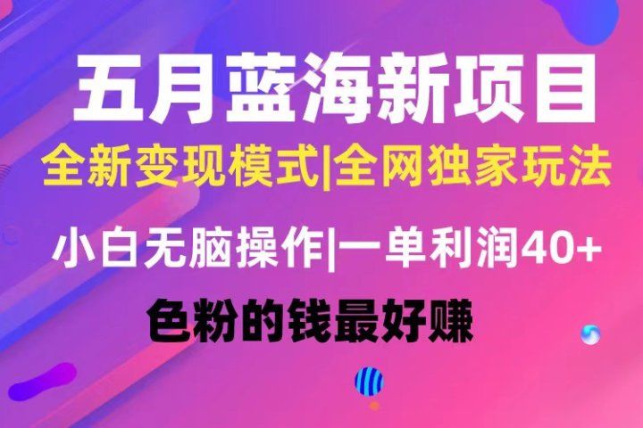 五月蓝海项目全新玩法，小白无脑操作，一天几分钟，矩阵操作，月入4万+爱优网赚-网创项目资源站-副业项目-创业项目-搞钱项目爱优网赚