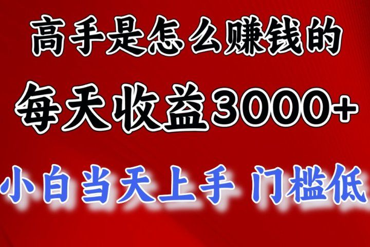 高手是怎么赚钱的，一天收益3000+ 这是穷人逆风翻盘的一个项目，非常稳爱优网赚-网创项目资源站-副业项目-创业项目-搞钱项目爱优网赚