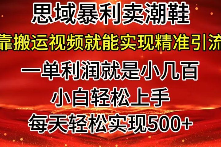 私域卖潮鞋暴利玩法，小白轻松上手，日赚500＋轻轻松松，最新风口项目爱优网赚-网创项目资源站-副业项目-创业项目-搞钱项目爱优网赚
