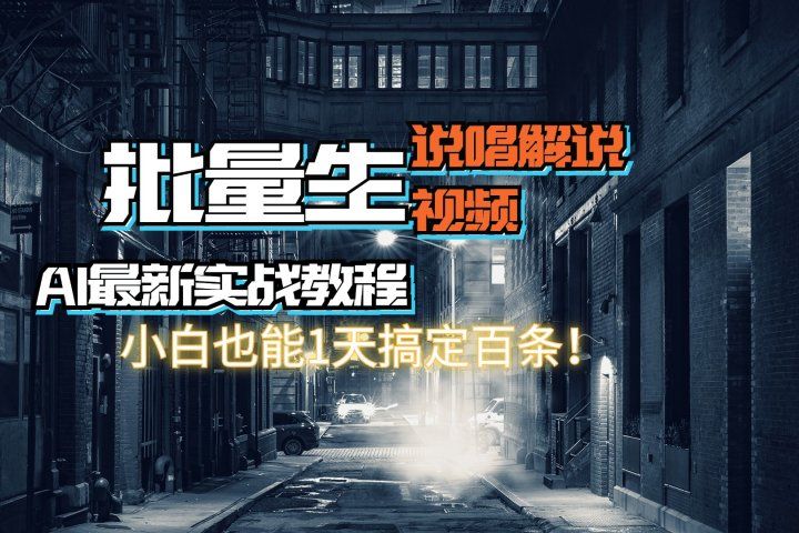 【AI最新实战教程】批量生成说唱解说视频，小白也能1天搞定百条！爱优网赚-网创项目资源站-副业项目-创业项目-搞钱项目爱优网赚