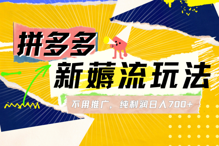 拼多多薅流玩法，不用开车推广，小白也可以纯利润日入700+爱优网赚-网创项目资源站-副业项目-创业项目-搞钱项目爱优网赚