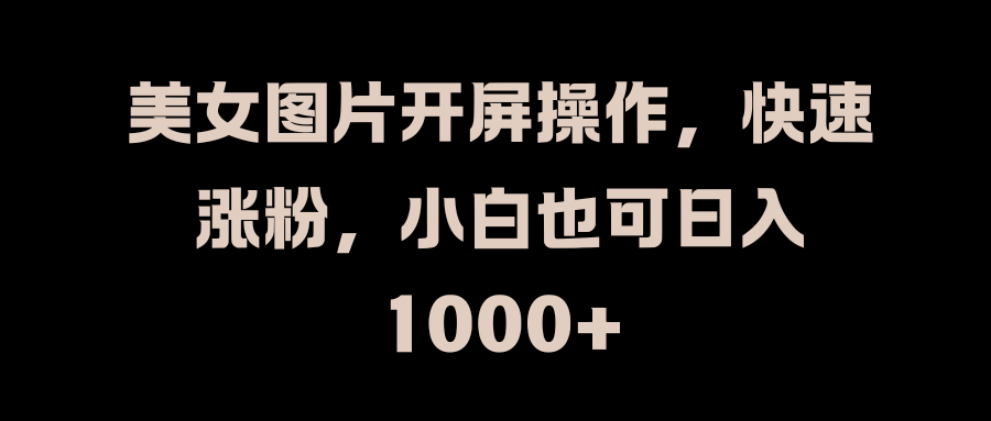 美女图片开屏操作，快速涨粉，小白也可日入1000+爱优网赚-网创项目资源站-副业项目-创业项目-搞钱项目爱优网赚