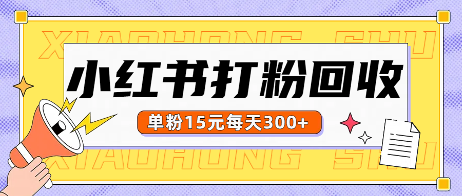 小红书打粉，单粉15元回收每天300+爱优网赚-网创项目资源站-副业项目-创业项目-搞钱项目爱优网赚
