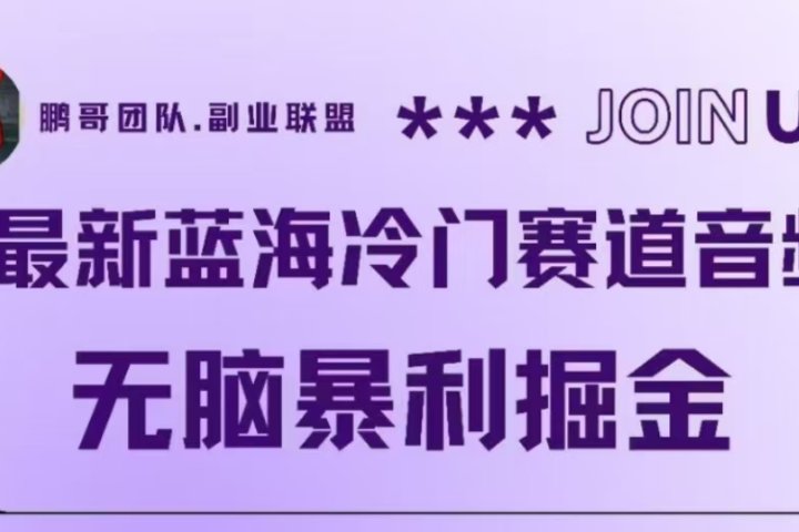 最新蓝海冷门赛道音频，无脑暴利掘金爱优网赚-网创项目资源站-副业项目-创业项目-搞钱项目爱优网赚