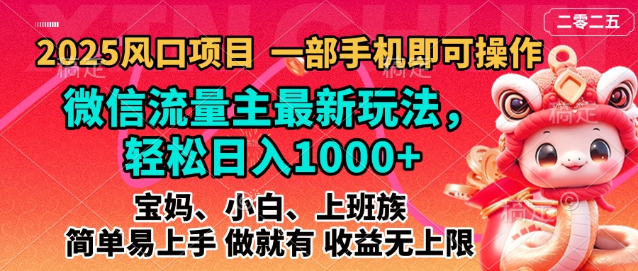 2025蓝海风口项目，微信流量主最新玩法，轻松日入1000+，简单易上手，做就有 收益无上限爱优网赚-网创项目资源站-副业项目-创业项目-搞钱项目爱优网赚