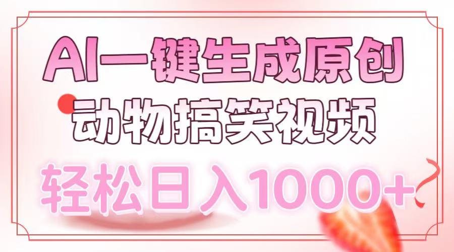 AI一键生成原创动物搞笑视频，轻松日入1000+爱优网赚-网创项目资源站-副业项目-创业项目-搞钱项目爱优网赚