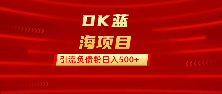 DK蓝海项目  通过，抖音，快手，小红书，引流负债粉日入500+爱优网赚-网创项目资源站-副业项目-创业项目-搞钱项目爱优网赚