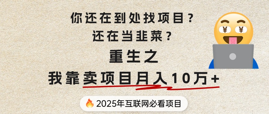 你还在到处找项目？还在当韭菜？重生之我靠卖项目月入 10 万+，曾经我也是个失败者。爱优网赚-网创项目资源站-副业项目-创业项目-搞钱项目爱优网赚