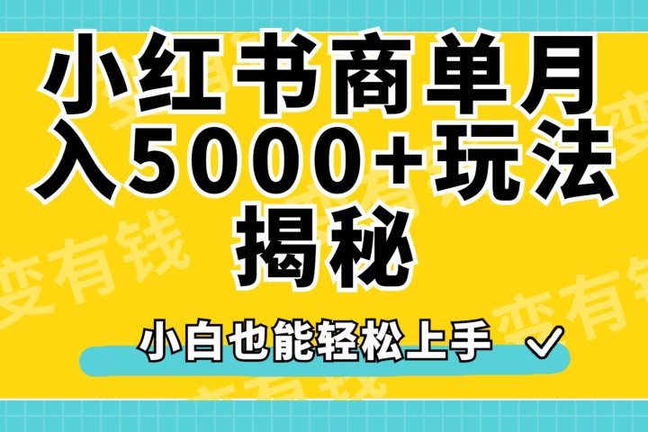 小红书商单原创起号玩法揭秘，小白月入5000+爱优网赚-网创项目资源站-副业项目-创业项目-搞钱项目爱优网赚