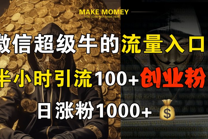 微信超级牛的流量入口，半小时引流100+创业粉，日涨粉1000+爱优网赚-网创项目资源站-副业项目-创业项目-搞钱项目爱优网赚