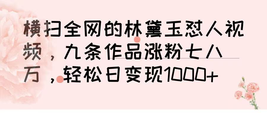 横扫全网的林黛玉怼人视频，九条作品涨粉七八万，轻松日变现 1000➕爱优网赚-网创项目资源站-副业项目-创业项目-搞钱项目爱优网赚