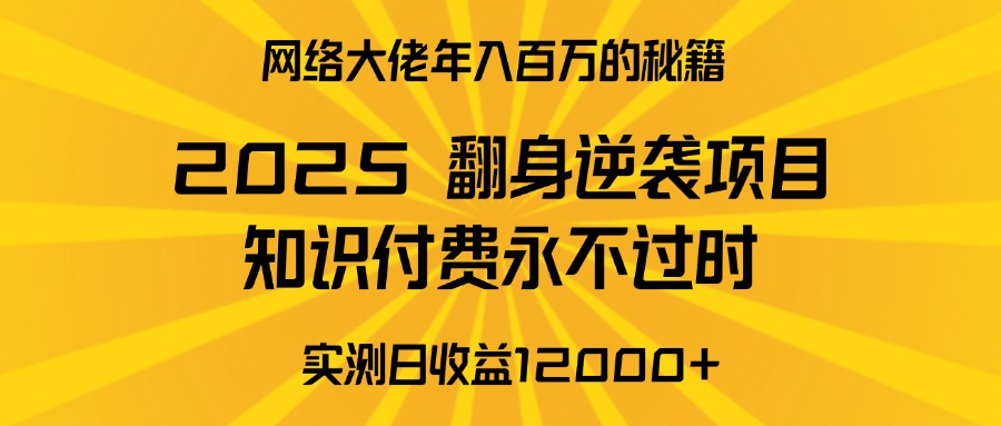 2025年翻身逆袭项目，知识付费永不过时爱优网赚-网创项目资源站-副业项目-创业项目-搞钱项目爱优网赚