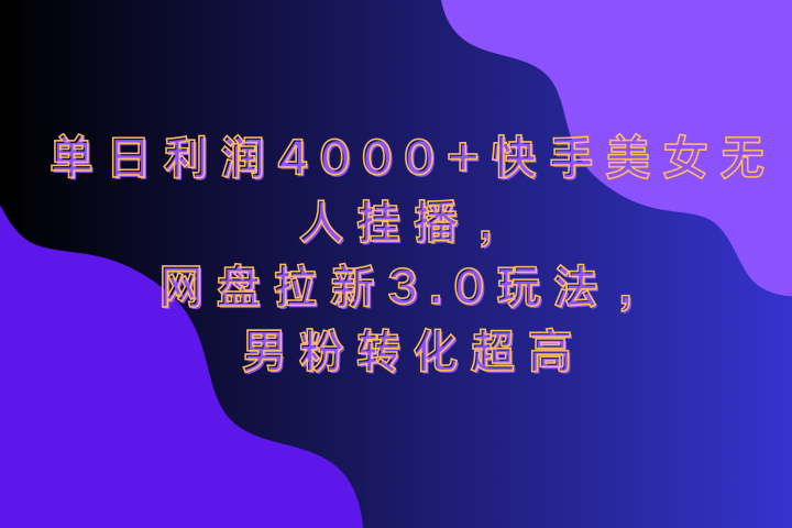 网盘拉新3.0玩法，男粉转化超高，单日利润4000+快手美女无人挂播爱优网赚-网创项目资源站-副业项目-创业项目-搞钱项目爱优网赚