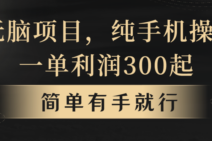 无脑项目，一单几百块，轻松月入5w+，看完就能直接操作爱优网赚-网创项目资源站-副业项目-创业项目-搞钱项目爱优网赚