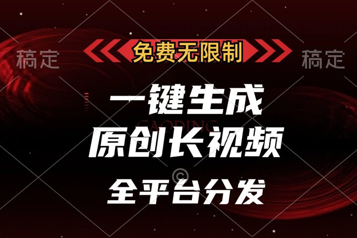 免费无限制，一键生成原创长视频，可发全平台，单账号日入2000+，爱优网赚-网创项目资源站-副业项目-创业项目-搞钱项目爱优网赚