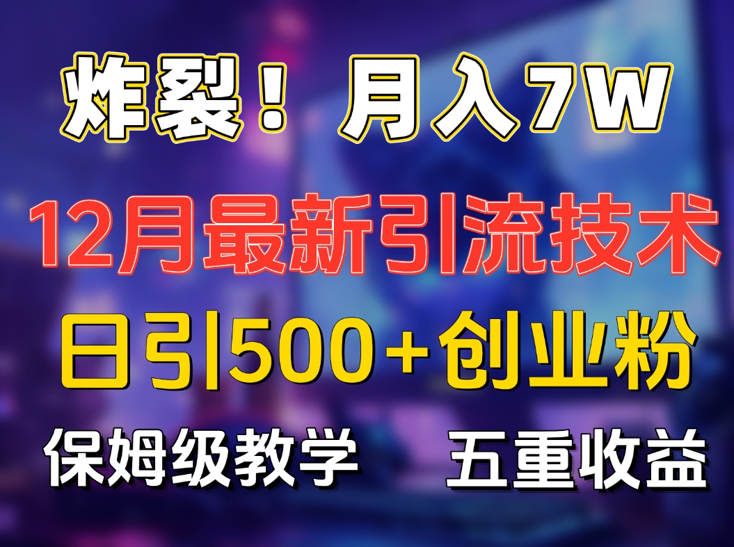 炸裂！月入7W+揭秘12月最新日引流500+精准创业粉，多重收益保姆级教学爱优网赚-网创项目资源站-副业项目-创业项目-搞钱项目爱优网赚