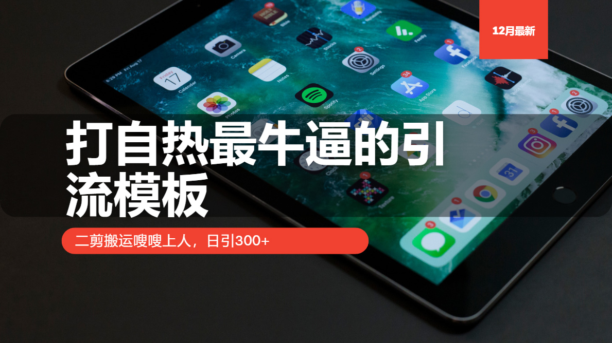 打自热最牛逼的引流模板，日引300+，二剪搬运嗖嗖上人爱优网赚-网创项目资源站-副业项目-创业项目-搞钱项目爱优网赚