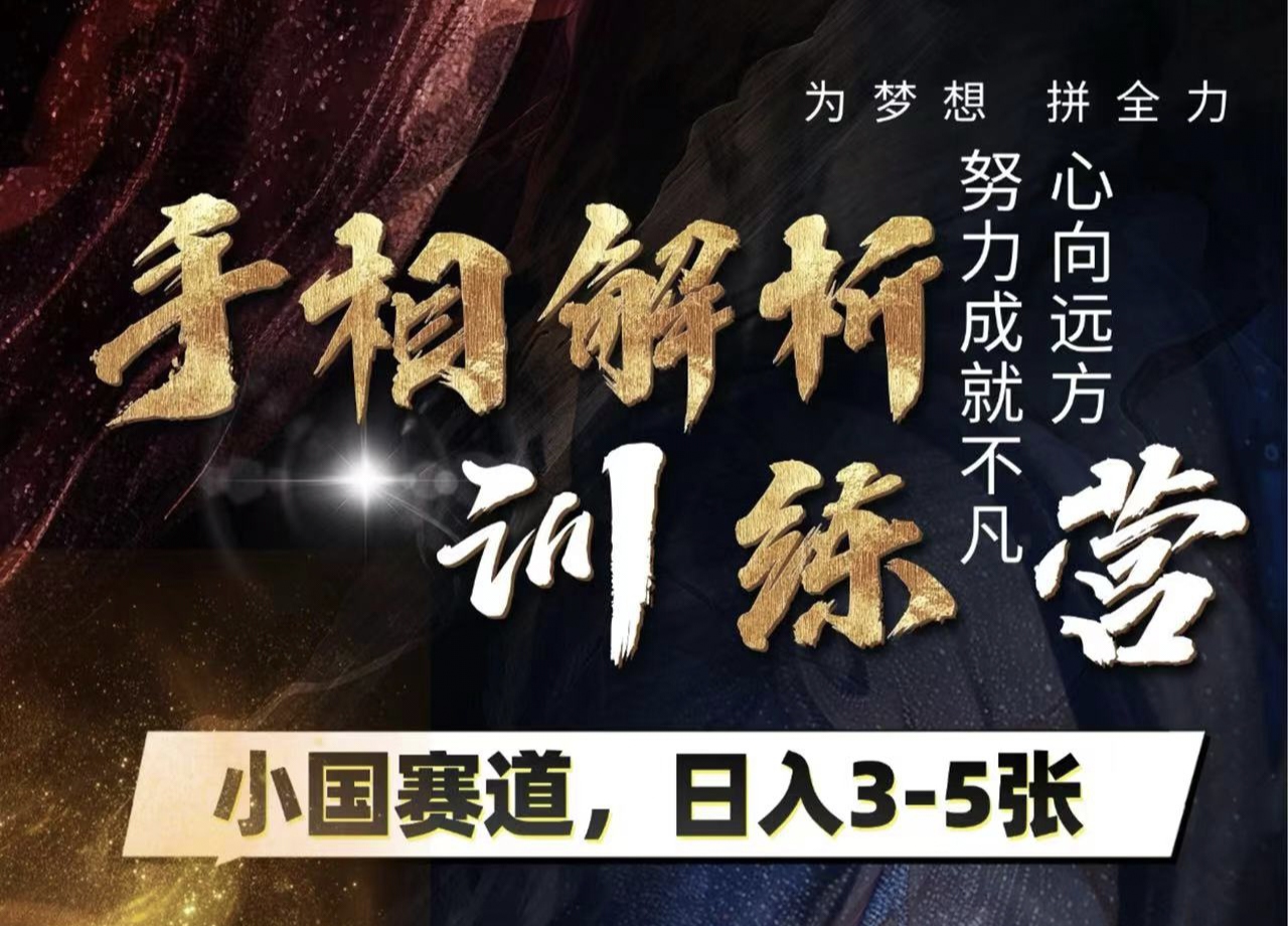 手相解析训练营，全网独家项目，小国赛道，轻松日入3-5张爱优网赚-网创项目资源站-副业项目-创业项目-搞钱项目爱优网赚