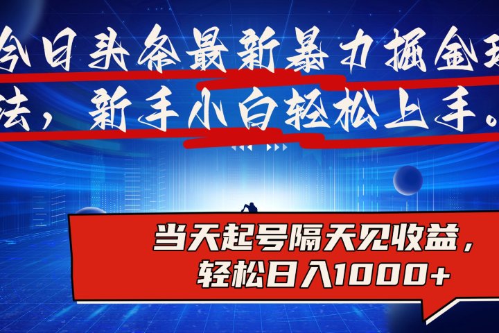 今日头条最新掘金玩法，AI辅助，可矩阵，小白轻松上手，当天起号隔天见收益，轻松日入1000+爱优网赚-网创项目资源站-副业项目-创业项目-搞钱项目爱优网赚