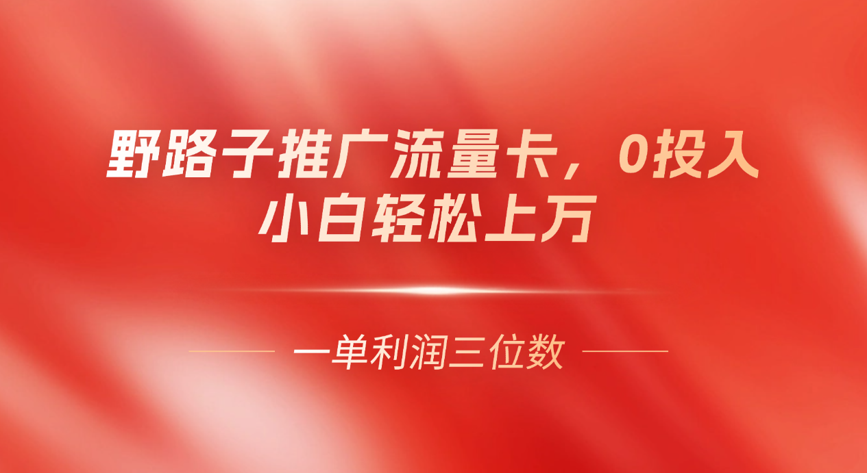 图片[1]爱优网赚-网创项目资源站-副业项目-创业项目-搞钱项目野路子推广流量卡，一单利润上百，0投入，小白月利润上万爱优网赚-网创项目资源站-副业项目-创业项目-搞钱项目爱优网赚