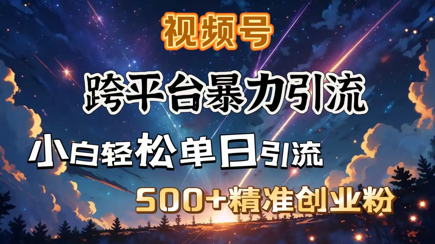 视频号跨平台暴力引流，小白轻松单日引流500＋精准创业粉爱优网赚-网创项目资源站-副业项目-创业项目-搞钱项目爱优网赚