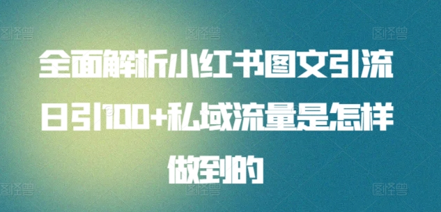 图片[1]爱优网赚-网创项目资源站-副业项目-创业项目-搞钱项目暴力引流 小红书图文引流日引100私域全面拆解【打粉人必看】爱优网赚-网创项目资源站-副业项目-创业项目-搞钱项目爱优网赚