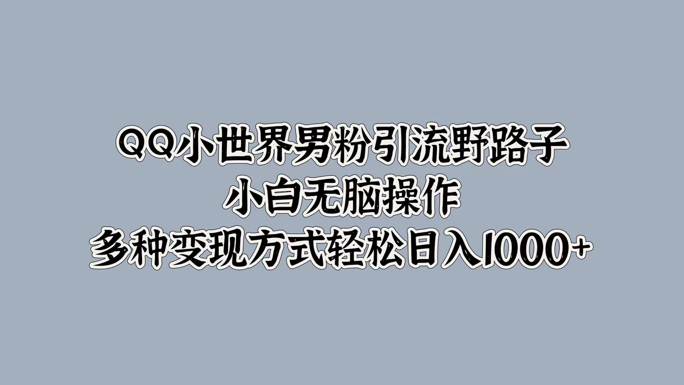 图片[1]爱优网赚-网创项目资源站-副业项目-创业项目-搞钱项目QQ小世界男粉引流野路子，小白无脑操作，多种变现方式轻松日入1000+爱优网赚-网创项目资源站-副业项目-创业项目-搞钱项目爱优网赚