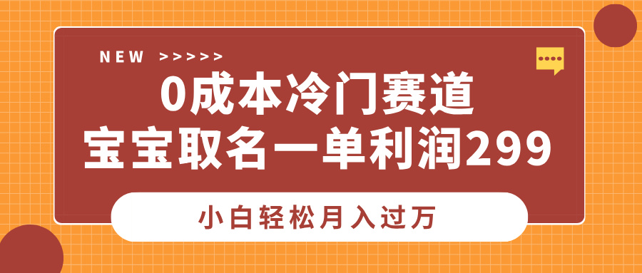 0成本冷门赛道，宝宝取名一单利润299，小白轻松月入过万爱优网赚-网创项目资源站-副业项目-创业项目-搞钱项目爱优网赚