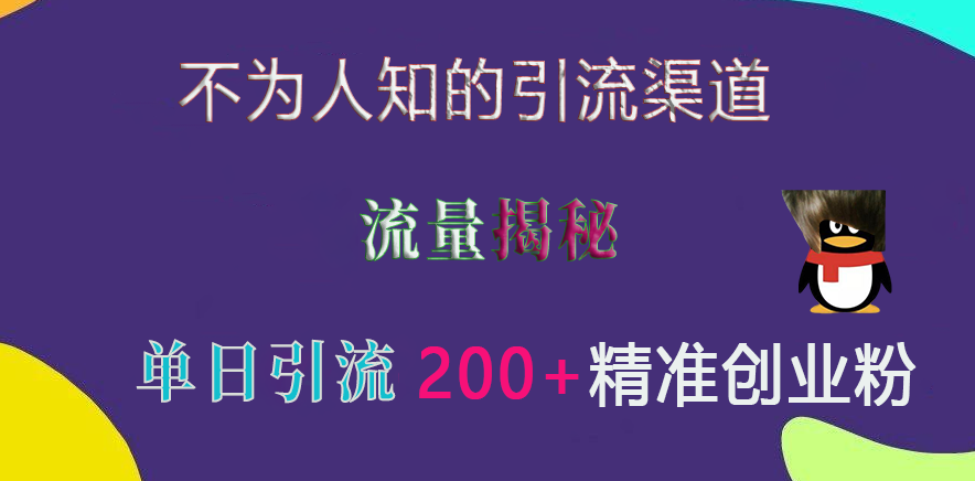不为人知的引流渠道，流量揭秘，实测单日引流200+精准创业粉爱优网赚-网创项目资源站-副业项目-创业项目-搞钱项目爱优网赚