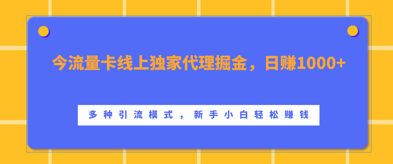 图片[1]爱优网赚-网创项目资源站-副业项目-创业项目-搞钱项目流量卡线上独家代理掘金，日赚1000+ ，多种引流模式，新手小白轻松赚钱爱优网赚-网创项目资源站-副业项目-创业项目-搞钱项目爱优网赚