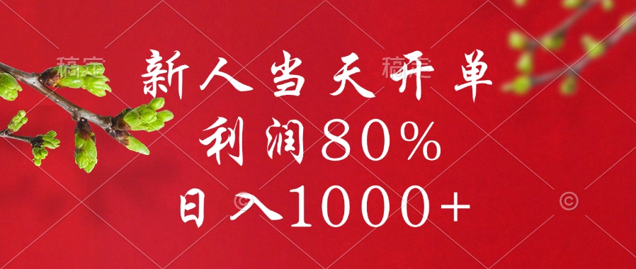 新人当天开单，利润80%，日入1000+爱优网赚-网创项目资源站-副业项目-创业项目-搞钱项目爱优网赚