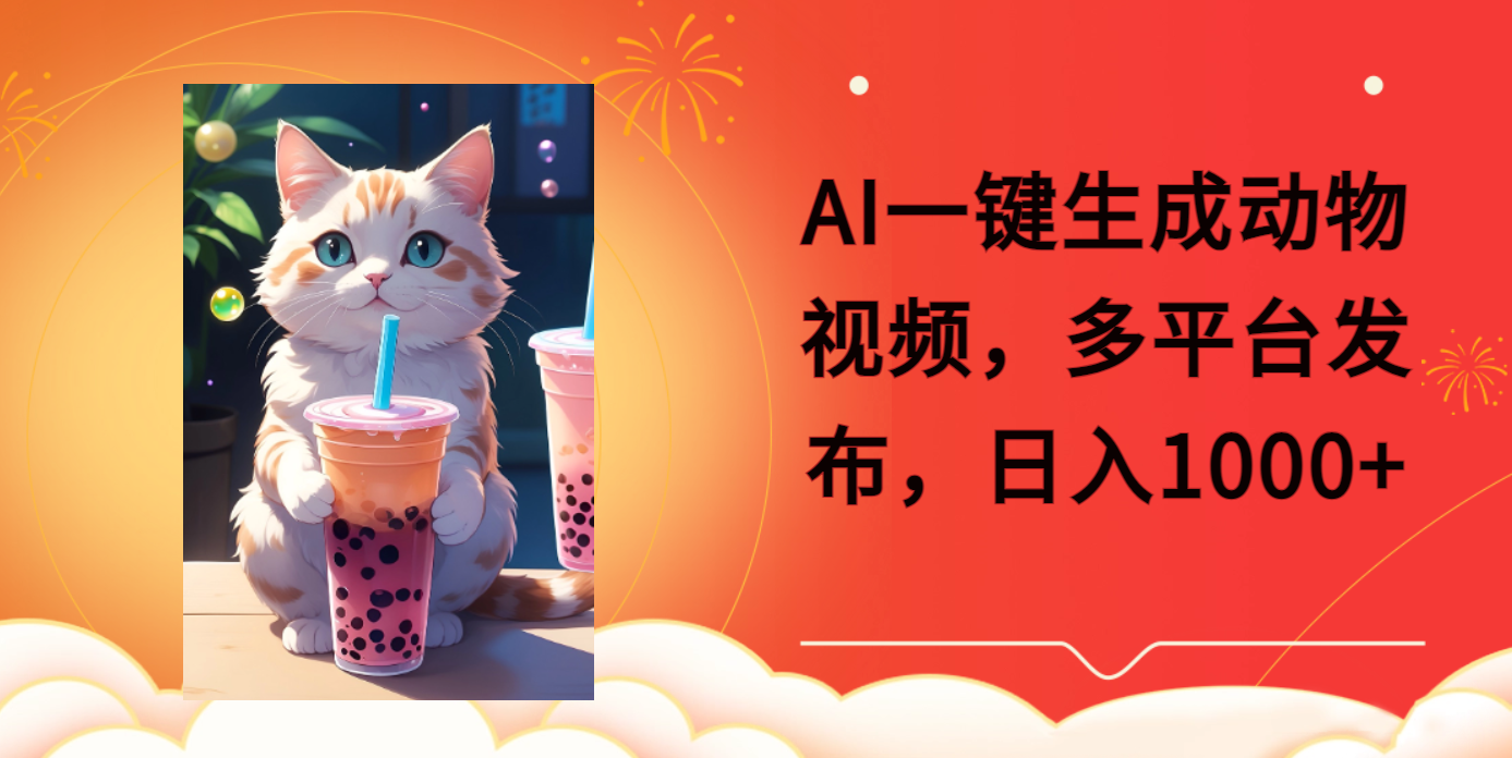 AI一键生成动物搞笑视频，多平台发布，轻松破千万播放，日入2000+爱优网赚-网创项目资源站-副业项目-创业项目-搞钱项目爱优网赚