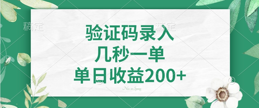 验证码录入，几秒一单，单日收益200+爱优网赚-网创项目资源站-副业项目-创业项目-搞钱项目爱优网赚
