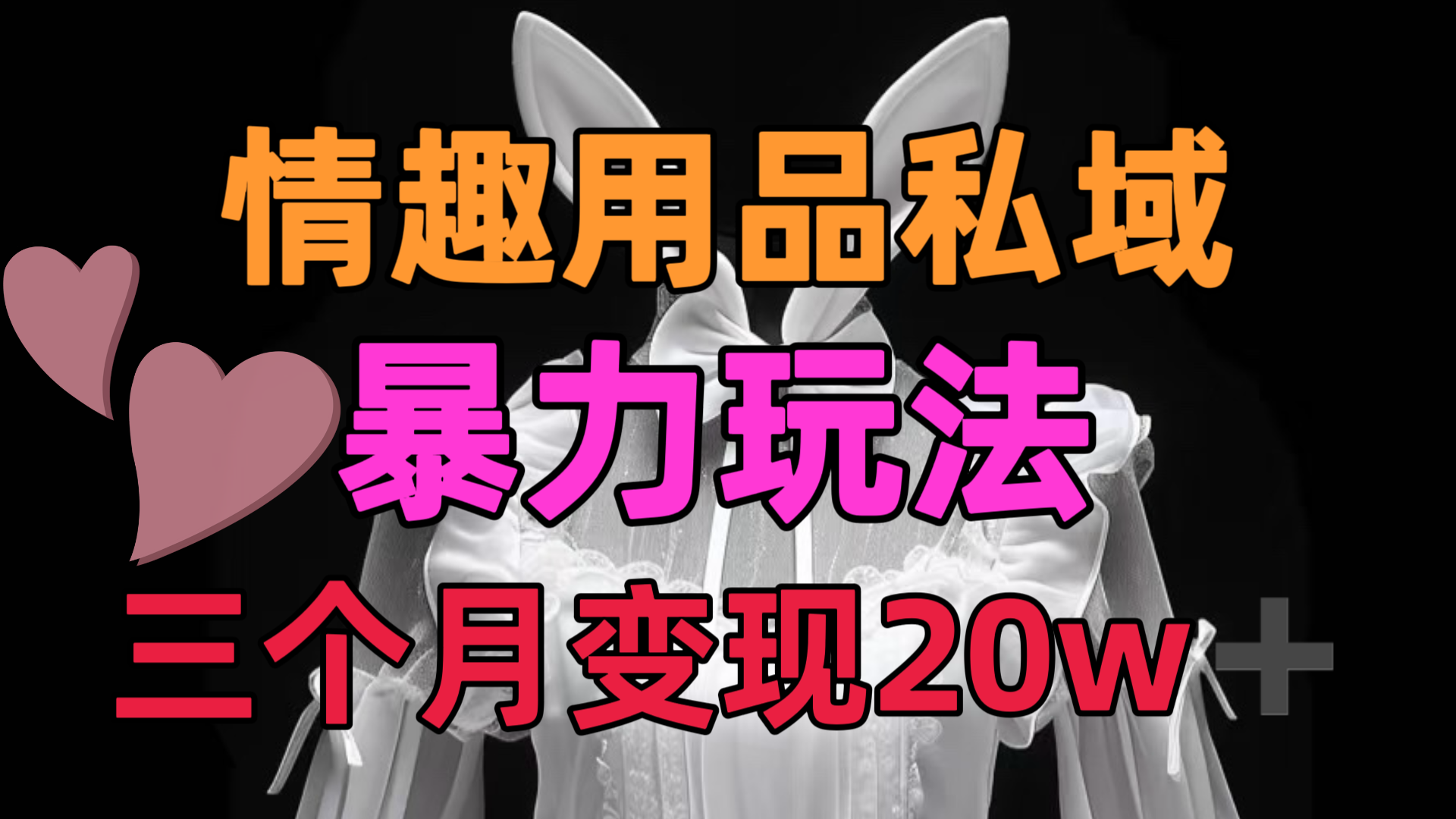 情趣用品私域，25年最新暴力玩法，三个月变现20w➕爱优网赚-网创项目资源站-副业项目-创业项目-搞钱项目爱优网赚