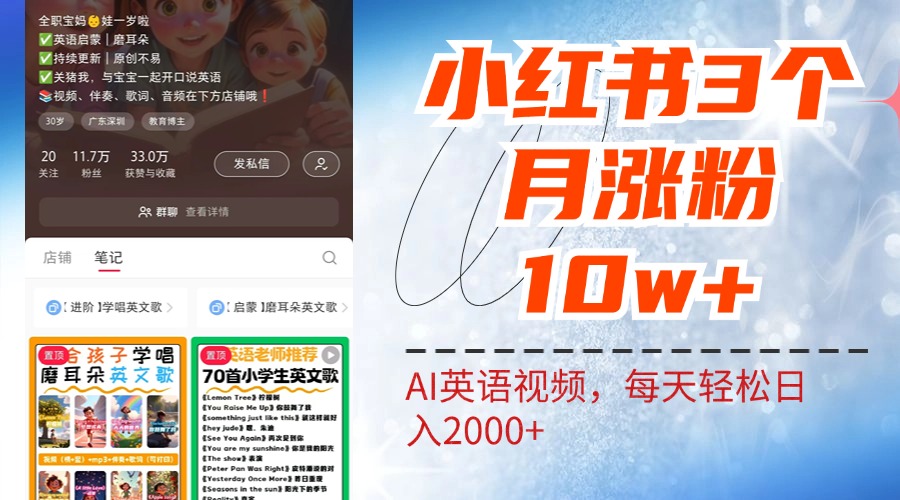 图片[1]爱优网赚-网创项目资源站-副业项目-创业项目-搞钱项目小红书三个月涨粉10W！AI英语视频0成本制作，每天轻松日入2000+爱优网赚-网创项目资源站-副业项目-创业项目-搞钱项目爱优网赚