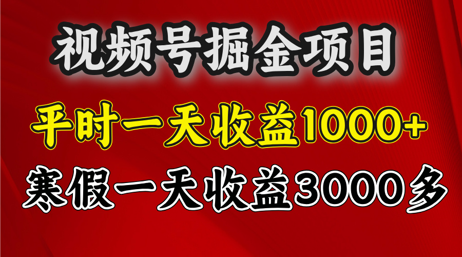 视频号掘金项目，寒假一天收益3000多爱优网赚-网创项目资源站-副业项目-创业项目-搞钱项目爱优网赚