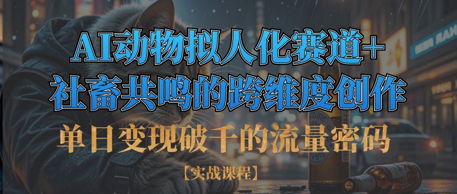 单日变现破千的流量密码,AI动物拟人化赛道+社畜共鸣的跨维度创作爱优网赚-网创项目资源站-副业项目-创业项目-搞钱项目爱优网赚
