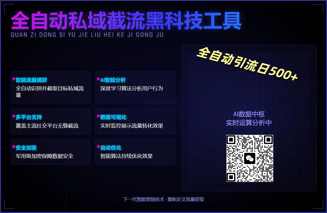 全自动私域截流黑科技工具——全自动引流日500+爱优网赚-网创项目资源站-副业项目-创业项目-搞钱项目爱优网赚