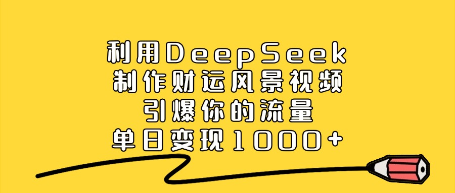 利用DeepSeek制作财运风景视频，单日变现1000+，引爆你的流量爱优网赚-网创项目资源站-副业项目-创业项目-搞钱项目爱优网赚